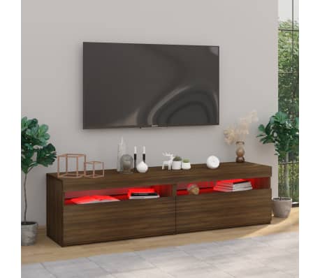 vidaXL Televizoriaus spintelės su LED, 2vnt., rudos ąžuolo, 75x35x40cm