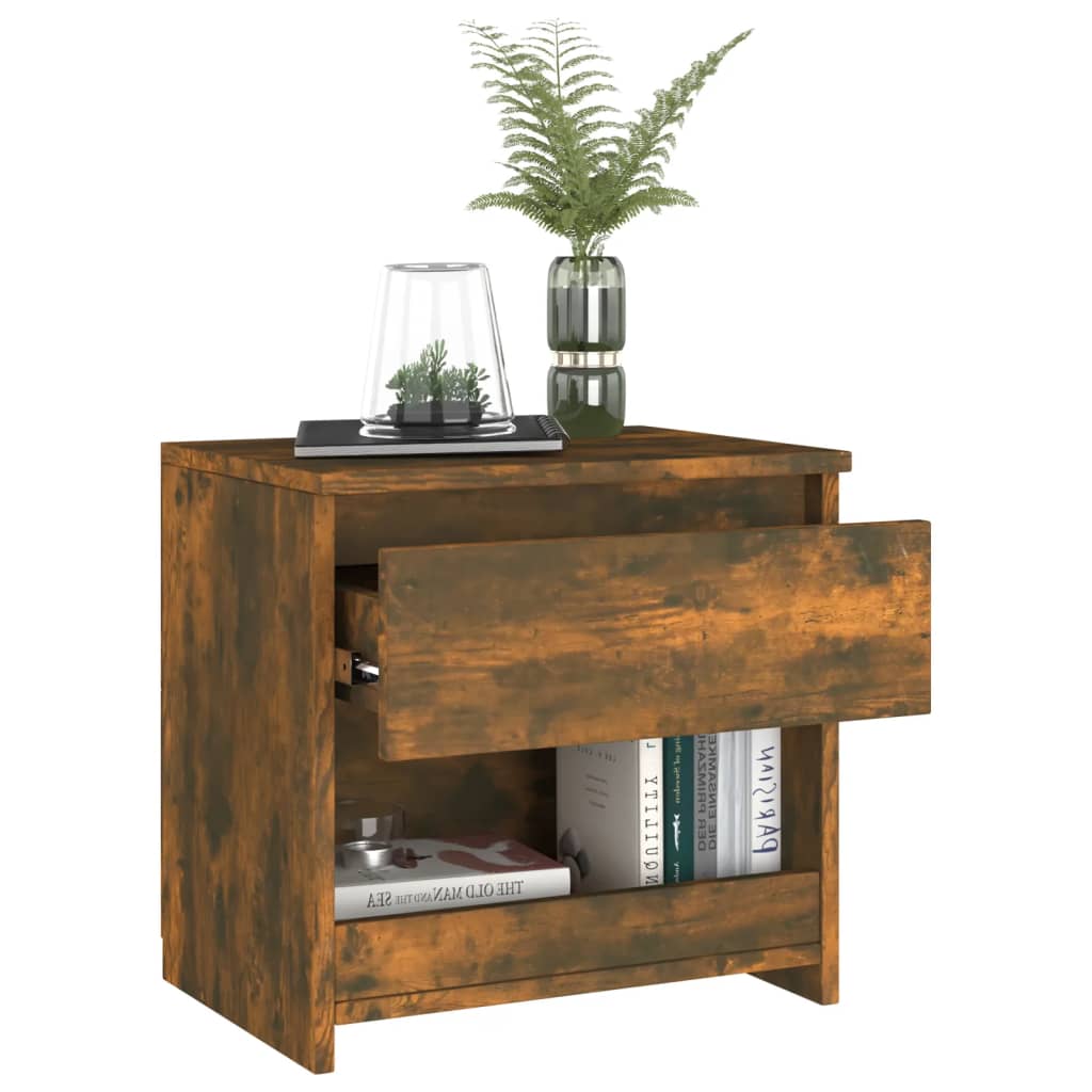 

vidaXL Nachtkastje 40x30x39 cm bewerkt hout gerookt eikenkleurig