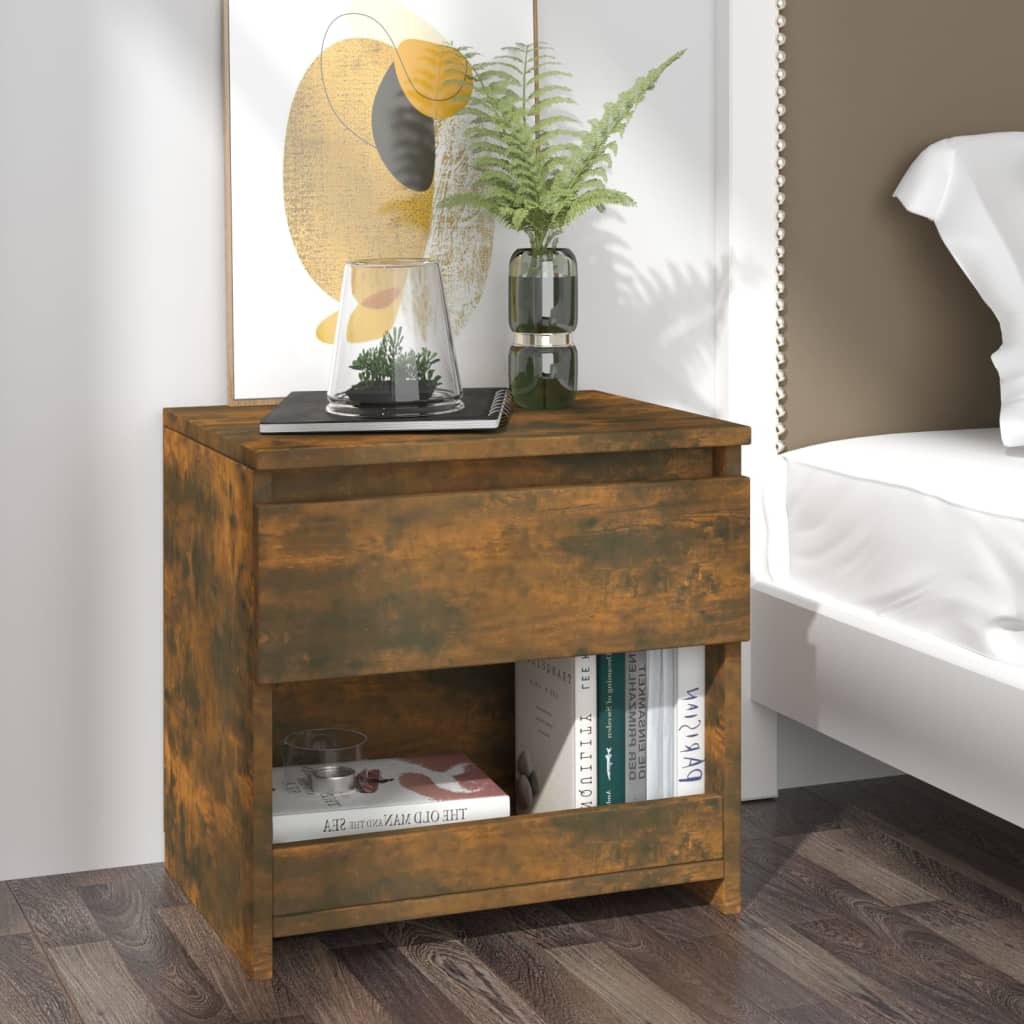 vidaXL 2 db füstös tölgy színű szerelt fa éjjeliszekrény 40x30x39 cm