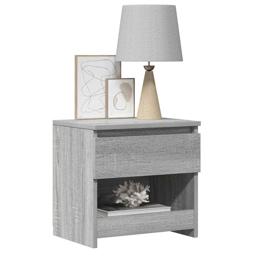 vidaXL Nachtkastje 40x30x39 cm bewerkt hout grijs sonoma eikenkleurig afbeelding