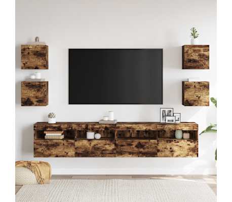 vidaXL TV-Wandschr&auml;nke 4 Stk. R&auml;uchereiche 30,5x30x30 cm