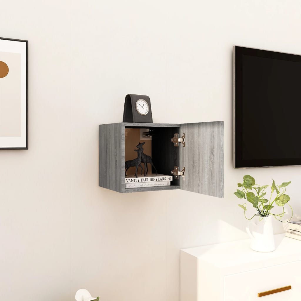 vidaXL Dulapuri TV montaj pe perete, sonoma gri, 30,5x30x30 cm