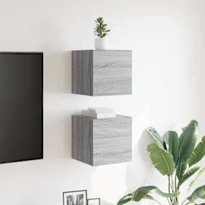 vidaXL Tv-wandmeubelen 2 st 30,5x30x30 cm grijs sonoma eikenkleurig