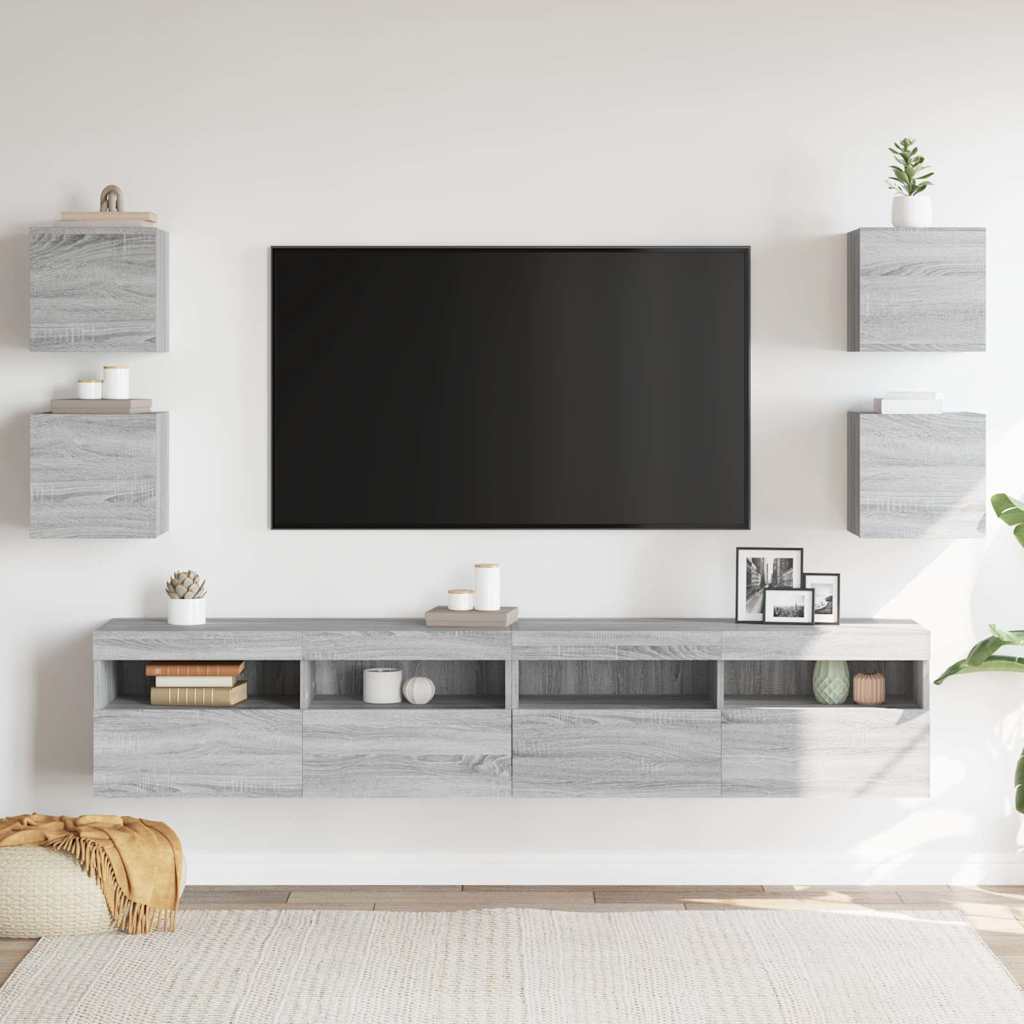 vidaXL Tv-wandmeubelen 4 st 30,5x30x30 cm grijs sonoma eikenkleurig afbeelding