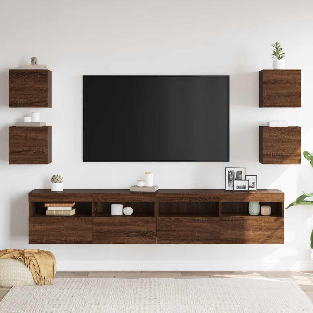 Thumbnail - vidaXL TV-Wandschränke 4 Stk. Braun Eichen-Optik 30,5x30x30 cm