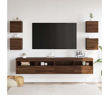 vidaXL Wall Mounted TV Cabinet 4 pcs Brown Oak 30.5x30x30 cm