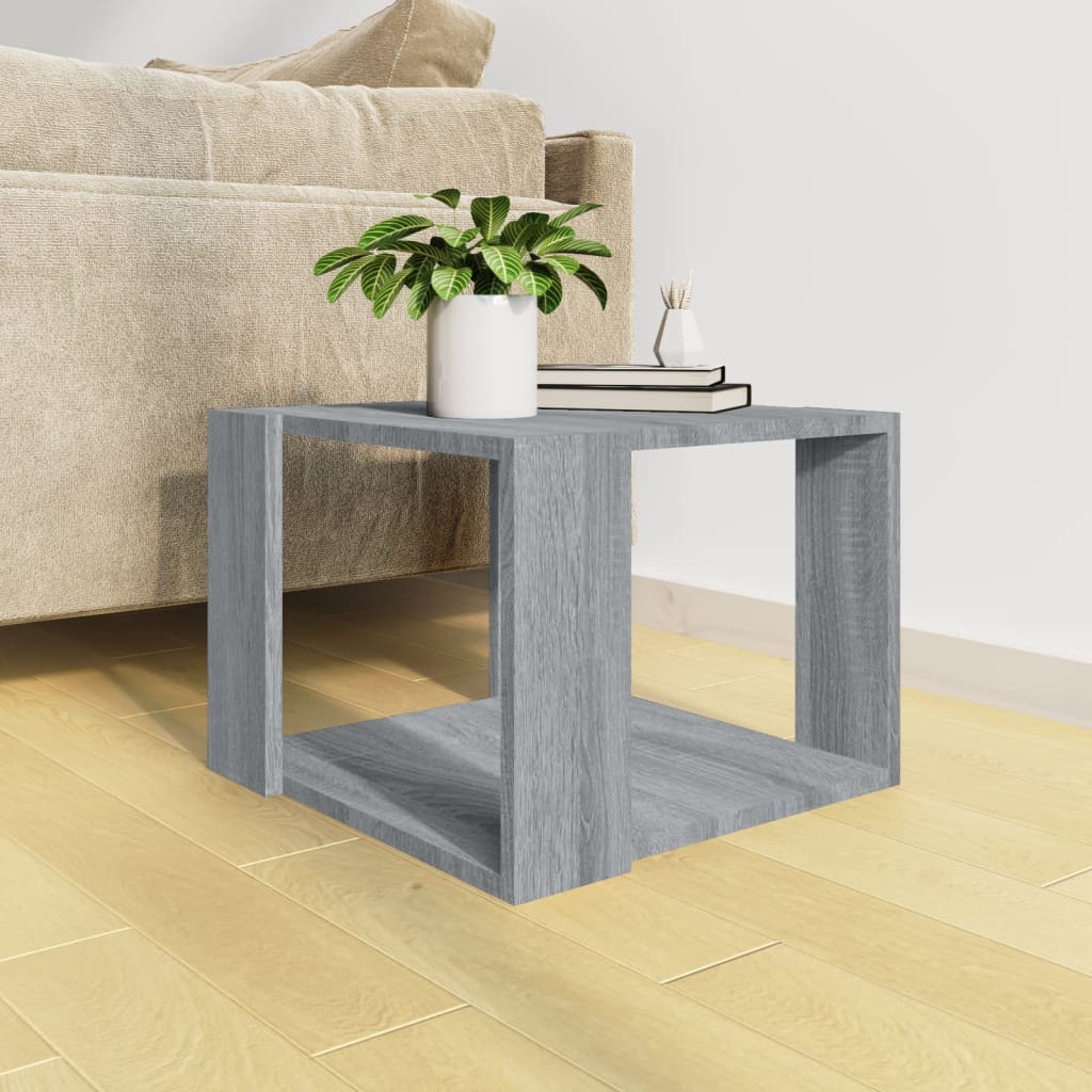 vidaXL Salontafel 40x40x30 cm bewerkt hout grijs sonoma eikenkleurig afbeelding