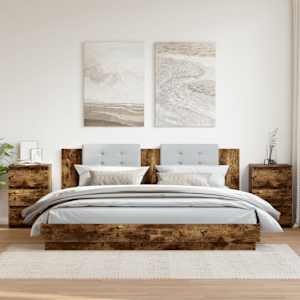 Nočna omarica 2 kosa dimljeni hrast 40x35x62,5 cm konstr. les