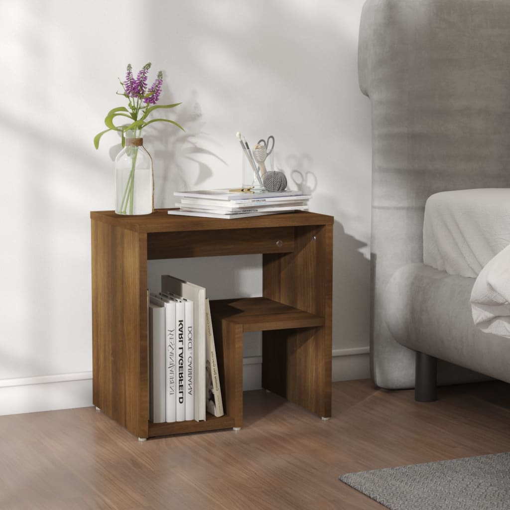 Noční stolek hnědý dub 40 x 30 x 40 cm kompozitní dřevo
