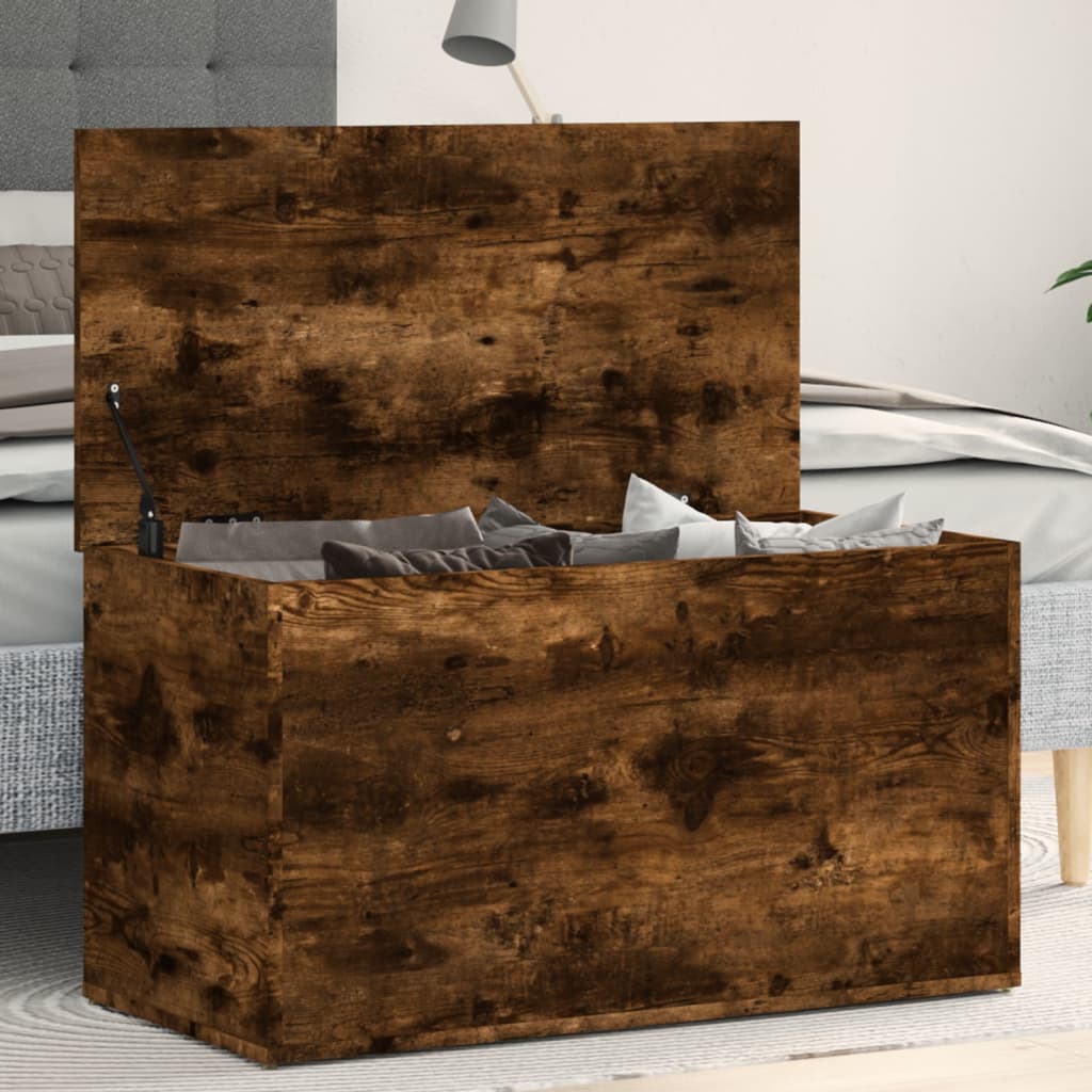 vidaXL Skrzynia, przydymiony d�b, 84x42x46 cm, materia� drewnopochodny