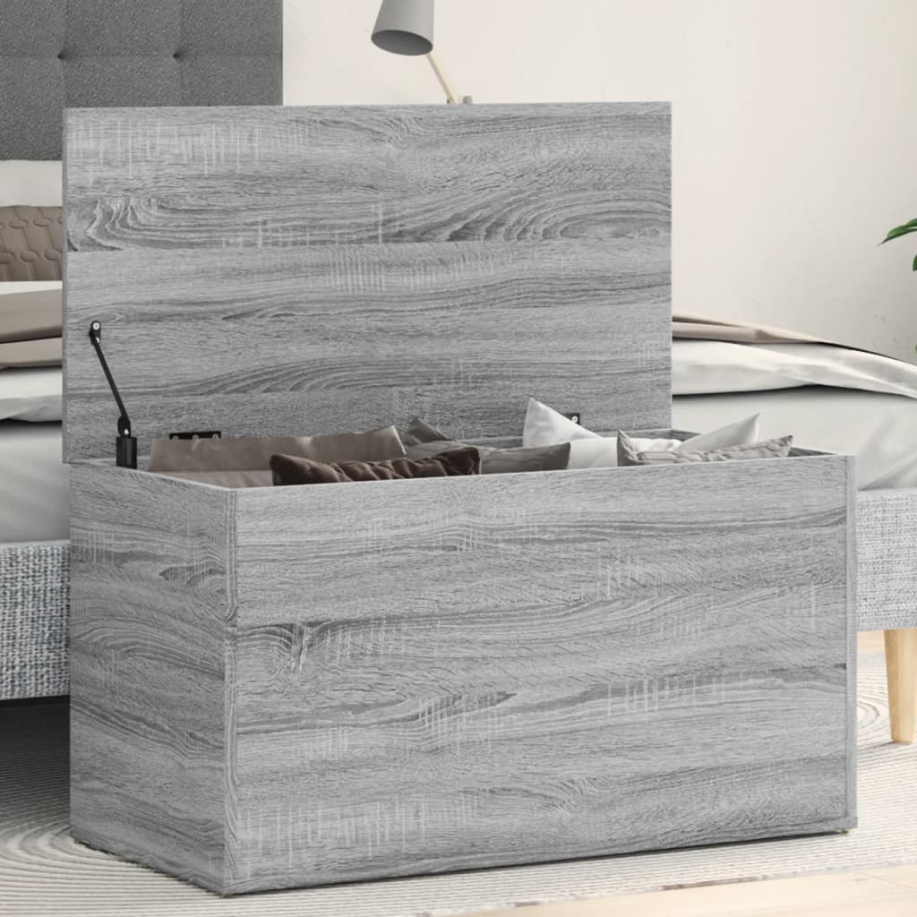 vidaXL Skrzynia, szary d�b sonoma 84x42x46 cm, materia� drewnopochodny