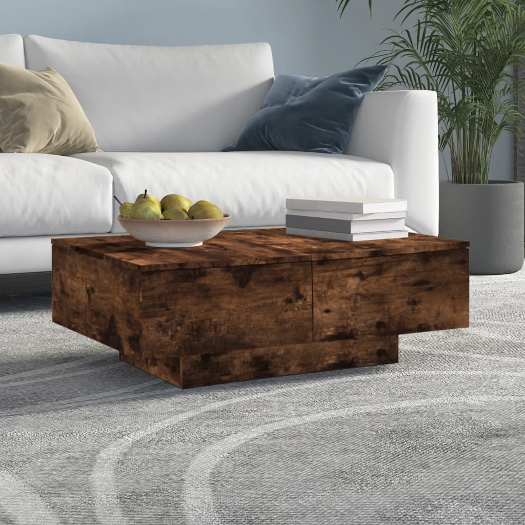 vidaXL Stolik kawowy, przydymiony d�b, 90x60x31 cm