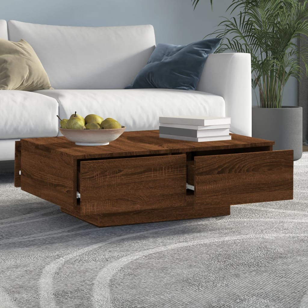 

vidaXL Salontafel 90x60x31 cm bewerkt hout bruineikenkleurig