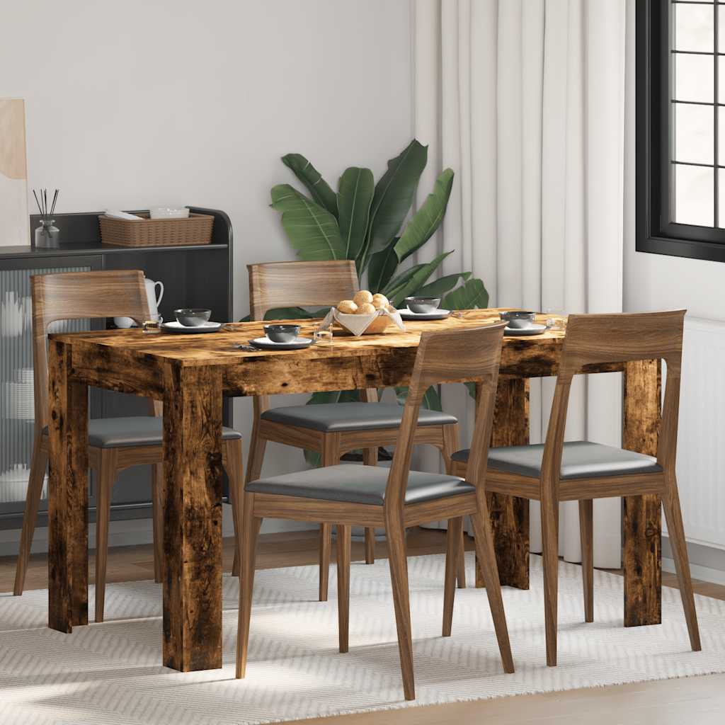 vidaXL St� jadalniany, przydymiony d�b, 140x74,5x76 cm