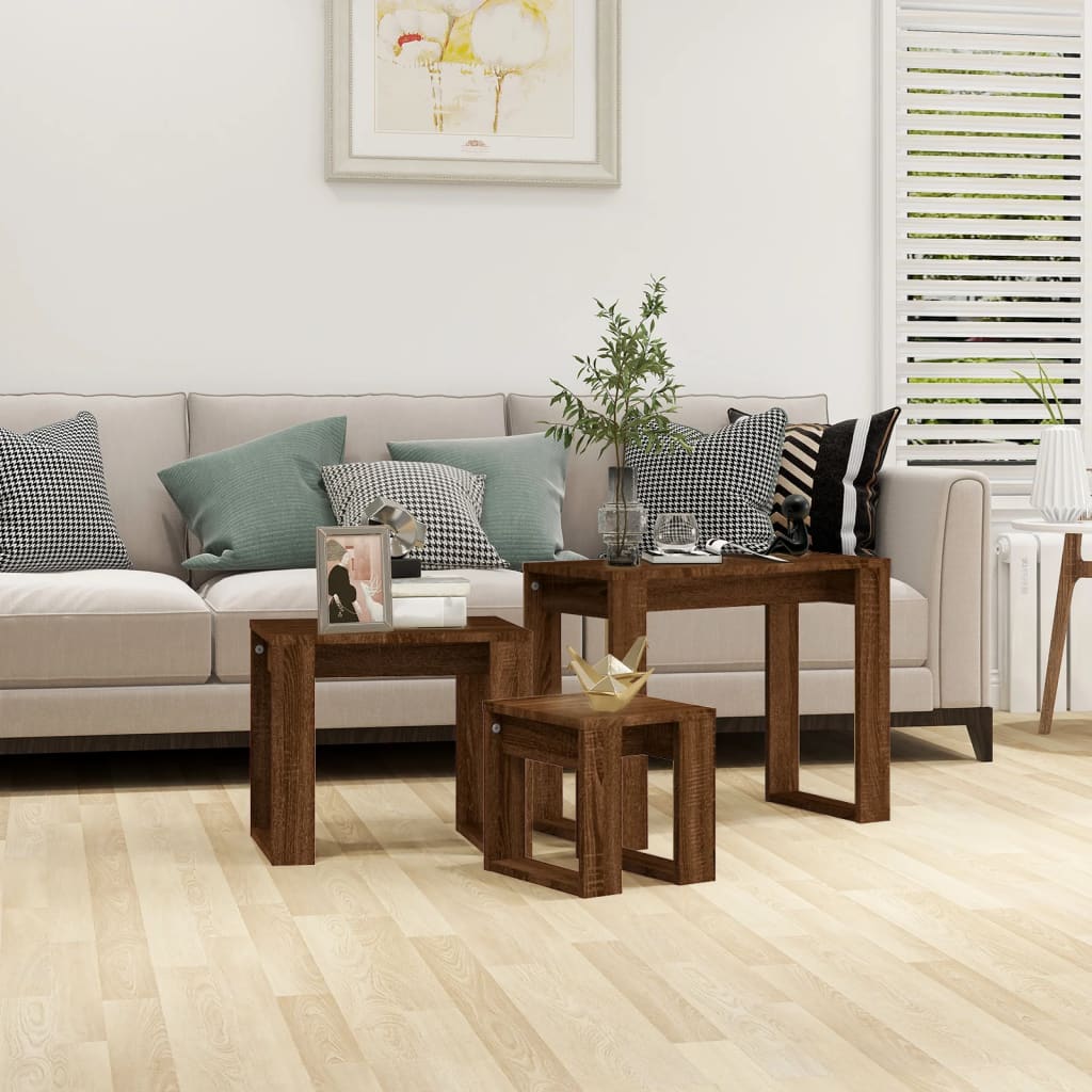 Nesting Tables End Side Table Nest of Table Set Engineered Wood 3 pcs vidaXL