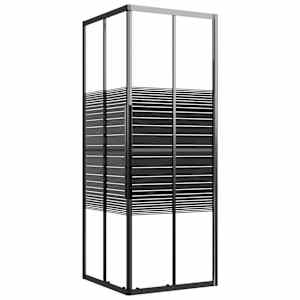 Sprchový kout s pruhovaným vzorem ESG 80 x 80 x 180 cm černý - obrázek 2