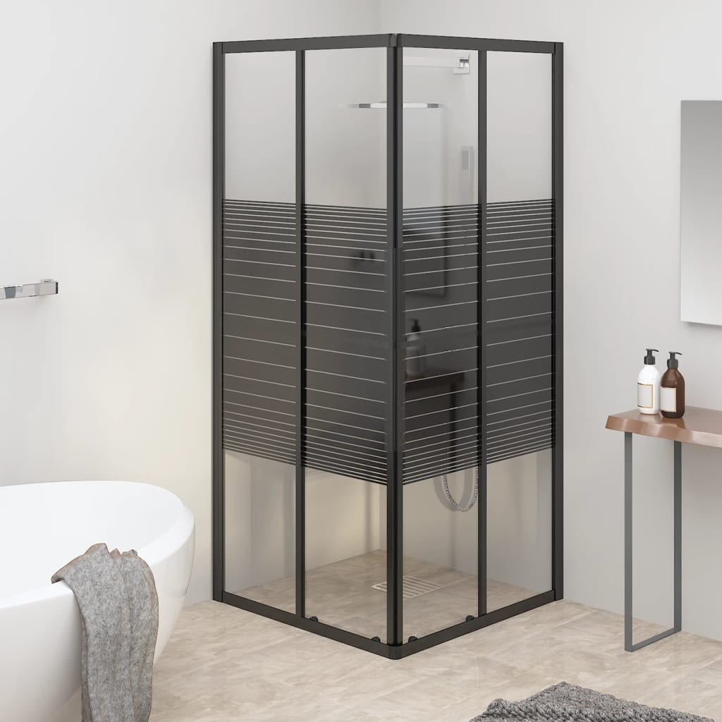 vidaXL Cabină de duș cu dungi, negru, 80x80x180 cm, ESG
