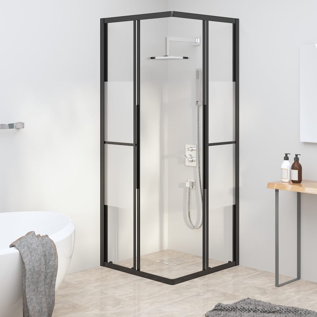 vidaXL Cabine de douche ESG semi-dépoli 70x70x180 cm Noir