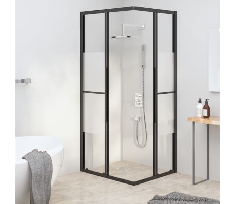 vidaXL Shower Cabin Half Frosted ESG 80x70x180 cm Black