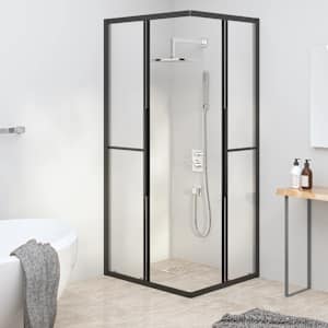 vidaXL Dusjkabinett frostet ESG 80x70x180 cm svart