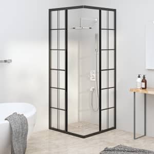 vidaXL Duschkabine Matt ESG 80x80x180 cm Schwarz