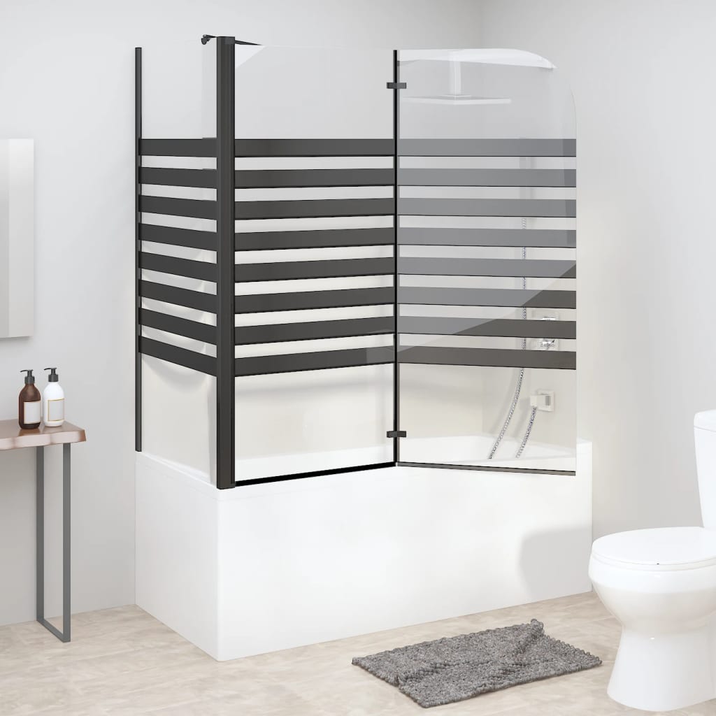 vidaXL Badwand gestreept 120x68x130 cm gehard glas afbeelding
