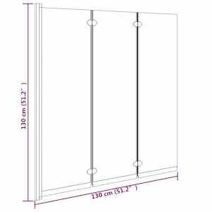 Skládací sprchová zástěna 3 panely 130 x 130 cm ESG černá - obrázek 8
