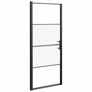 vidaXL du&scaron;inurga uks, 81 x 195 cm, poolmatt karastatud klaas, must