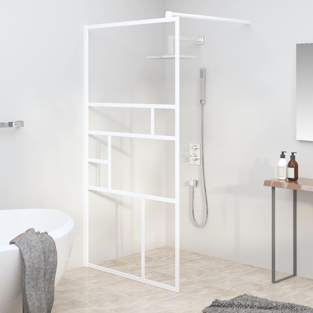 Duschwand für Walk-In Dusche 100×195 cm ESG-Glas Weiß
