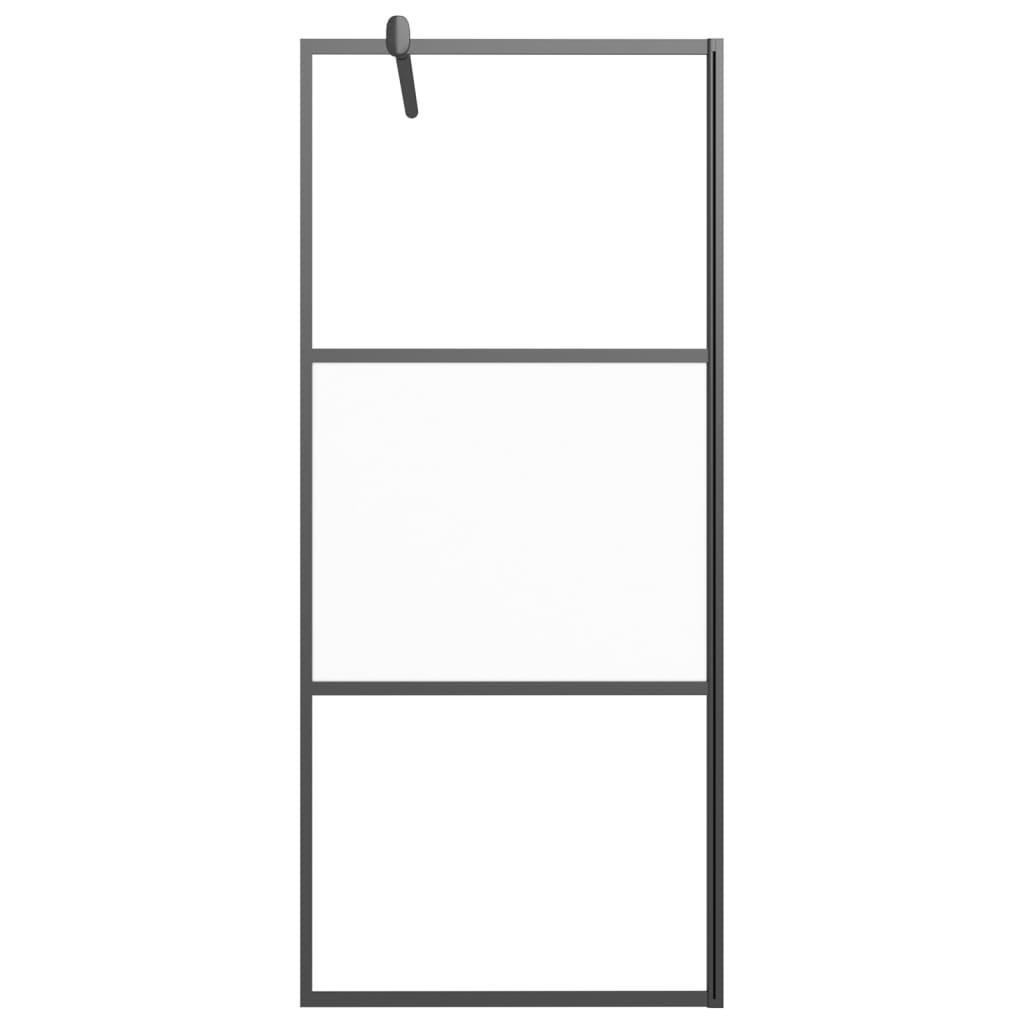 vidaXL Inloopdouchewand 80x195 cm halfmat ESG-glas zwart afbeelding