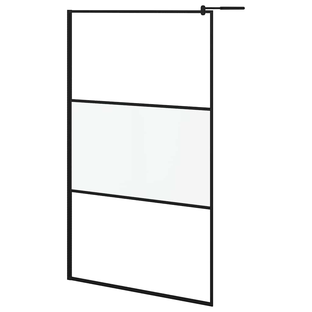 E-shop vidaXL Sprchová zástena 115x195 cm polopriehľadné ESG sklo čierna