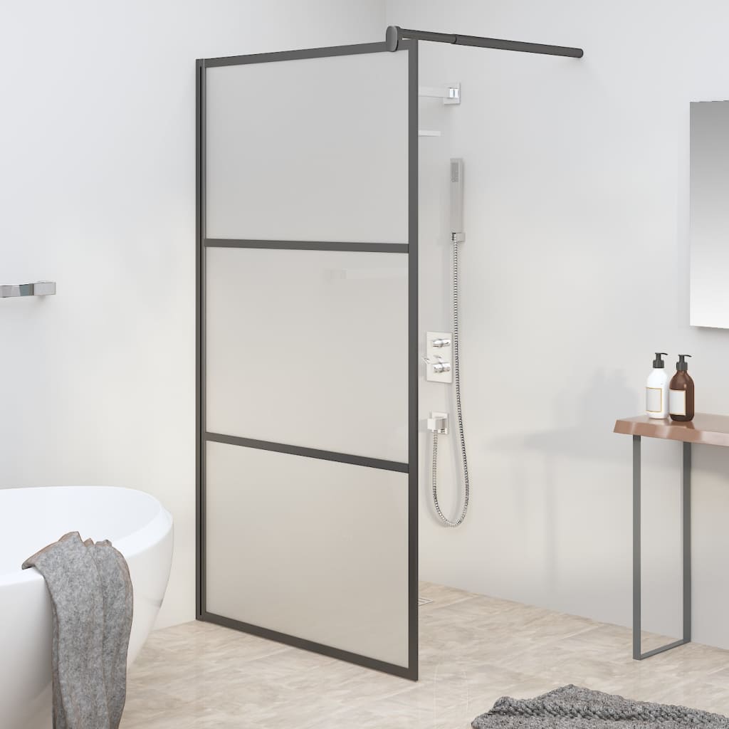 vidaXL Duschwand für Walk-In Dusche 100x195 cm ESG Mattiert Schwarz