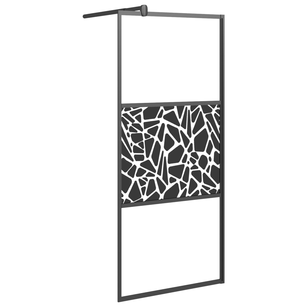 vidaXL Zástěna do průchozí sprchy 90x195 cm ESG / kamenný design černá