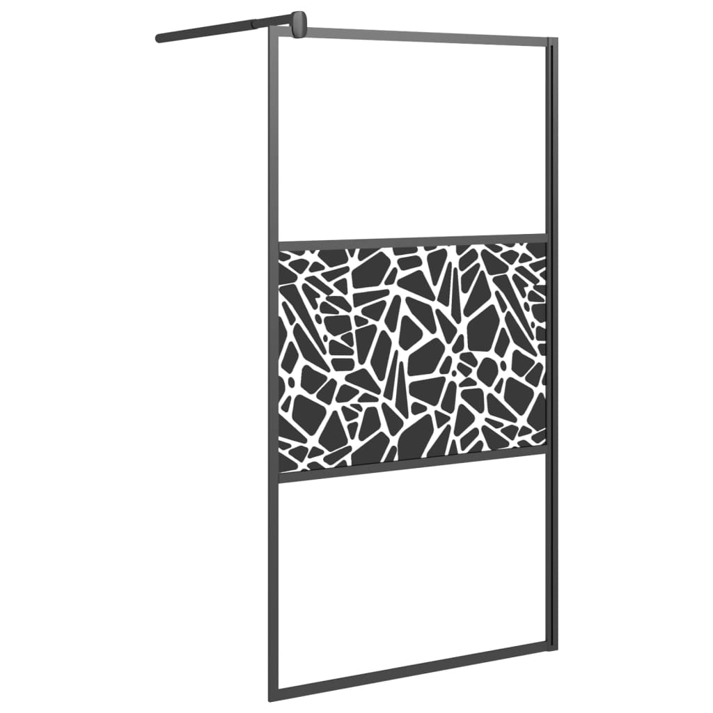 vidaXL Zástěna do průchozí sprchy 100x195cm ESG / kamenný design černá