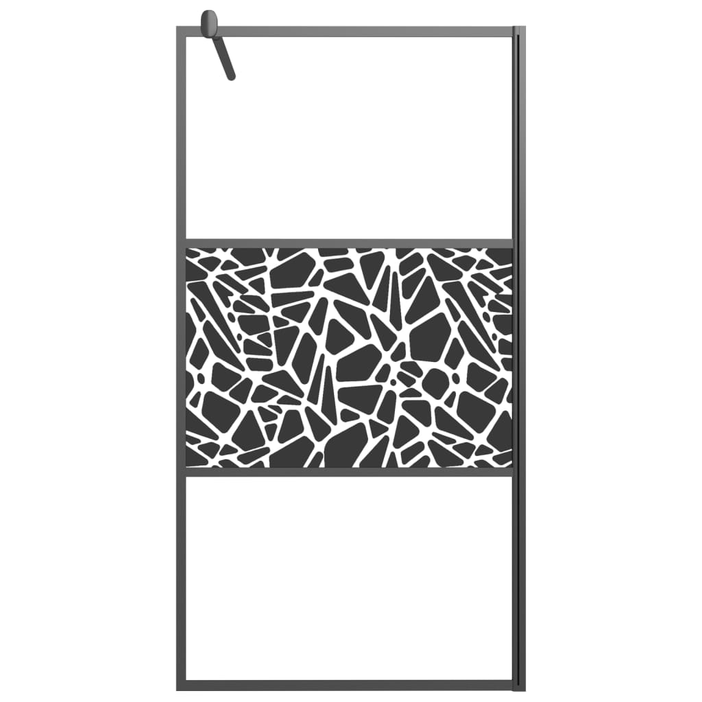 vidaXL Inloopdouchewand met stenenmotief 100x195 cm ESG-glas zwart afbeelding