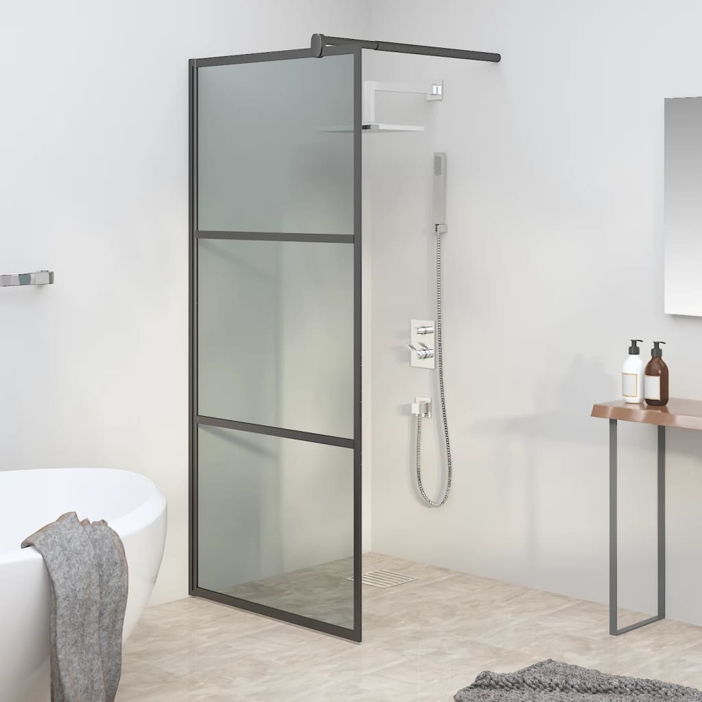 vidaXL Duschwand für Walk-In Dusche 80x195 cm Dunkel ESG Glas Schwarz