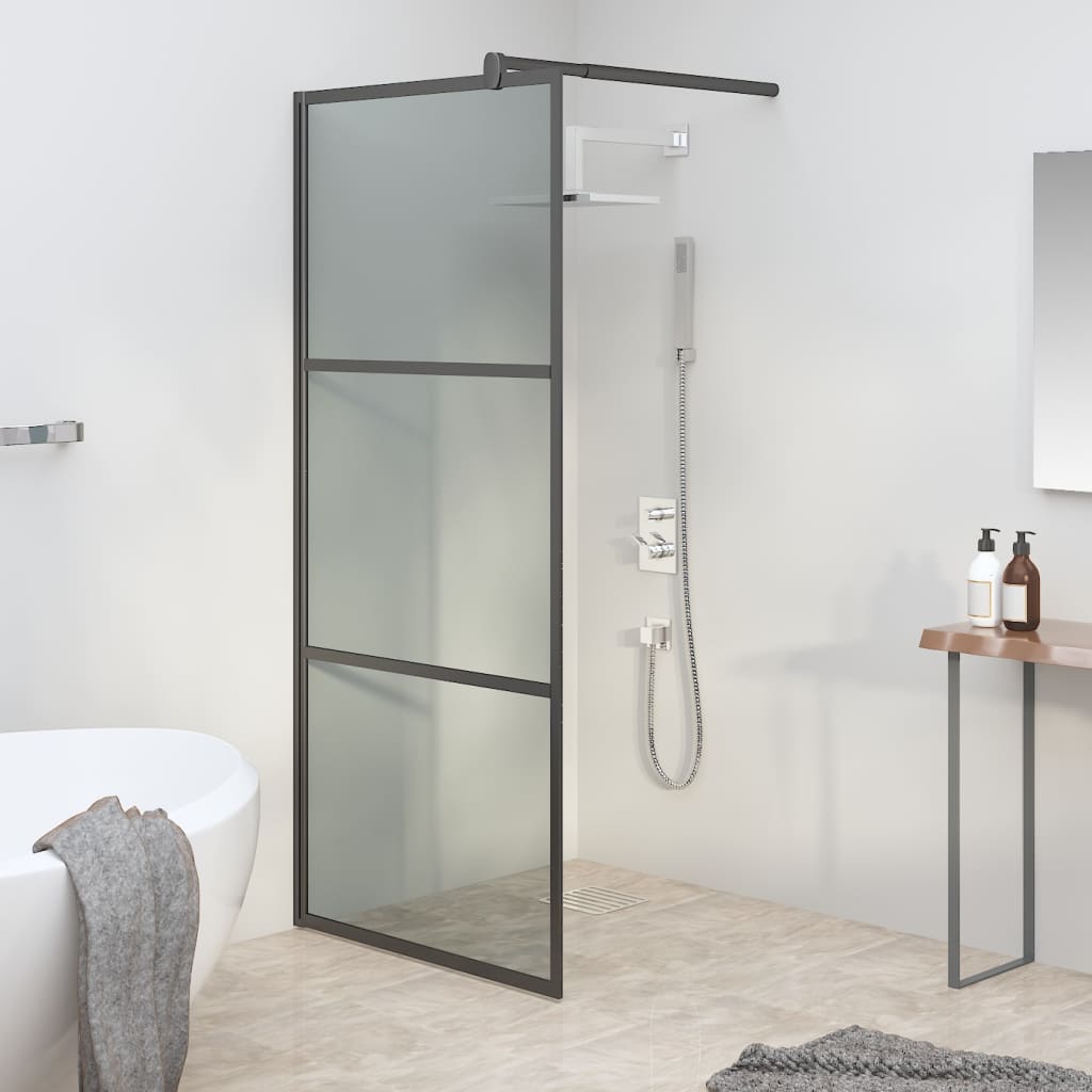 vidaXL Duschwand für Walk-In Dusche 90x195 cm Dunkel ESG Glas Schwarz