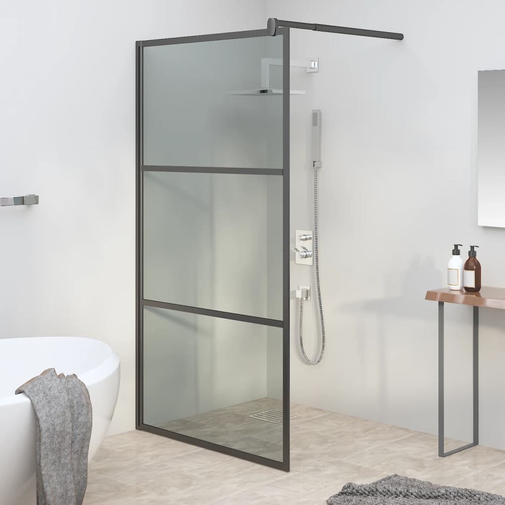 vidaXL Duschwand für Walk-In Dusche 100x195 cm Dunkel ESG Glas Schwarz