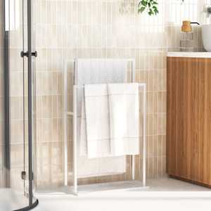 Prostostoječe stojalo za brisače belo 48x24x78,5 cm železo