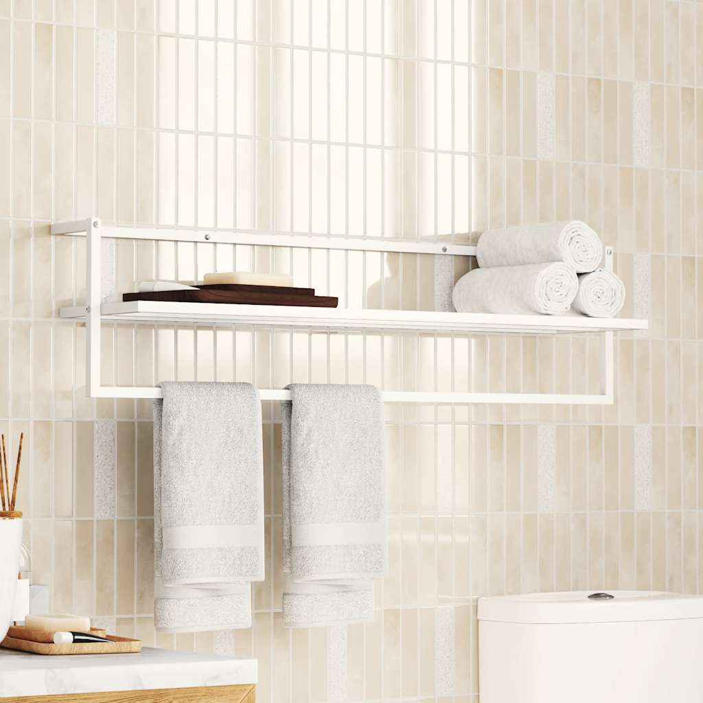 vidaXL Suport pentru prosoape, alb, 95x25x22 cm, fier