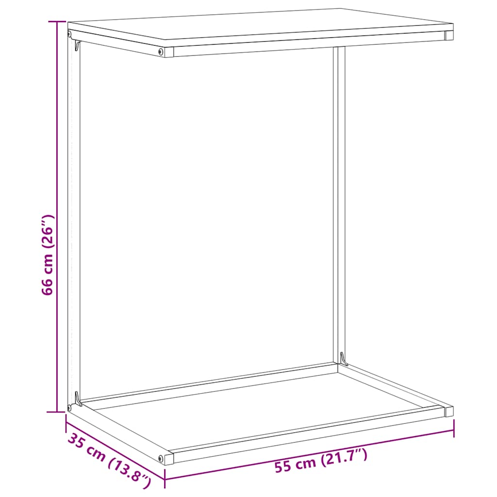 Странична маса, бяла, 55x35x66 см, инженерна дървесина - Image 8