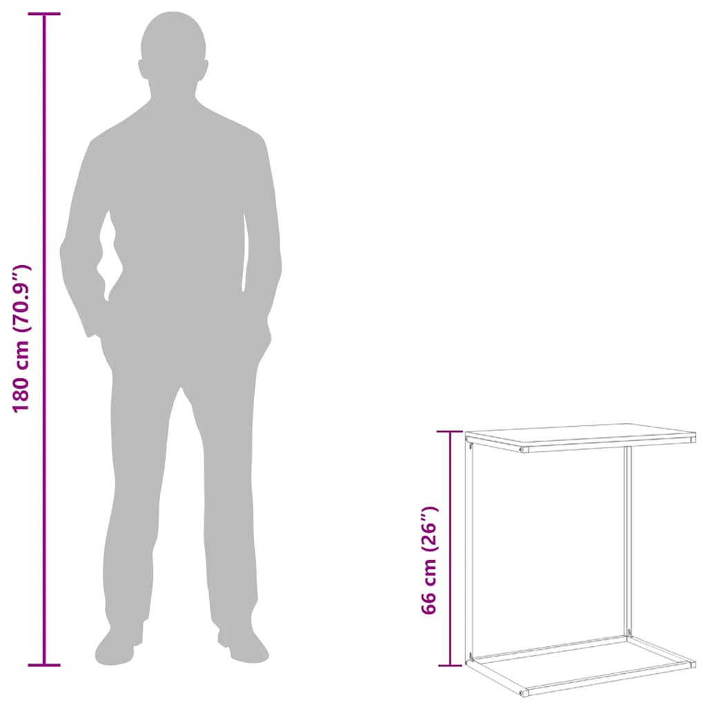 Странична маса, бяла, 55x35x66 см, инженерна дървесина - Image 9