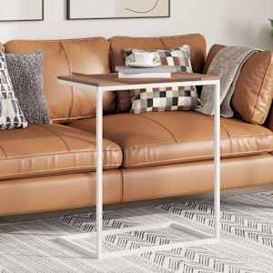 Stranska mizica bela 55x35x66 cm konstruiran les