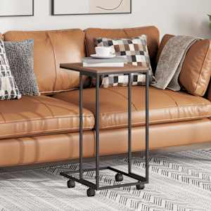 Stranska mizica s kolesi črna 40x30x63,5 cm konstruiran les