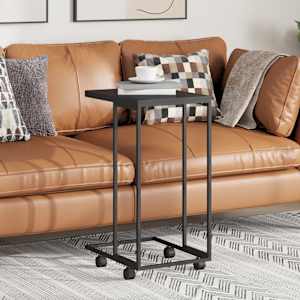 Stranska mizica s kolesi črna 40x30x63,5 cm konstruiran les