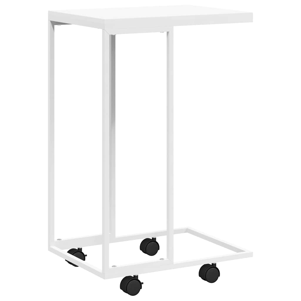 E-shop vidaXL Príručný stolík+kolieska, biely 40x30x63,5 cm, kompozitné drevo