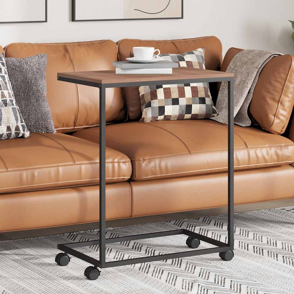 vidaXL Masă laterală cu roți, negru, 55x35x70 cm, lemn prelucrat