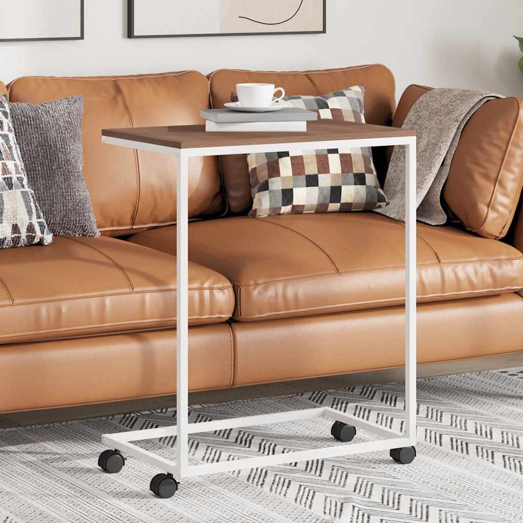 vidaXL Măsuță laterală cu roți, alb, 55x35x70 cm, lemn prelucrat