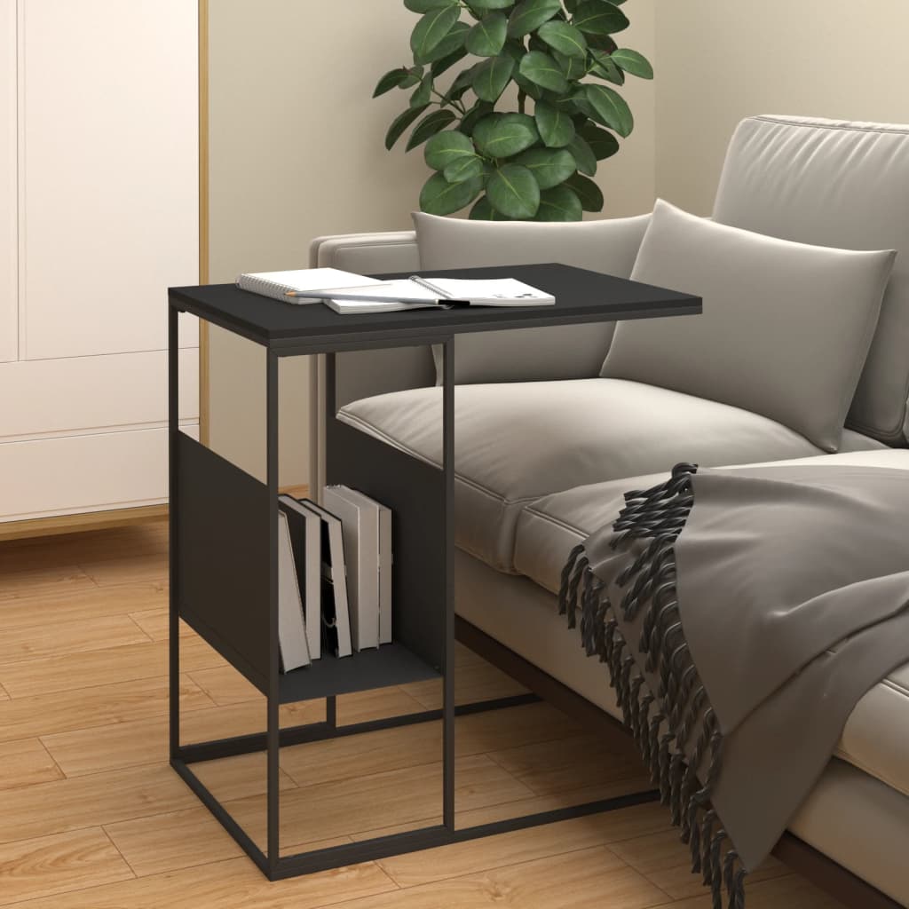 Odkládací stolek černý 55 x 36 x 59,5 cm kompozitní dřevo