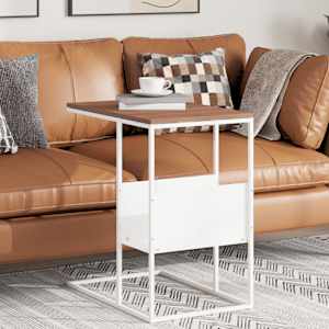 Stranska mizica bela 55x36x59,5 cm inženirski les